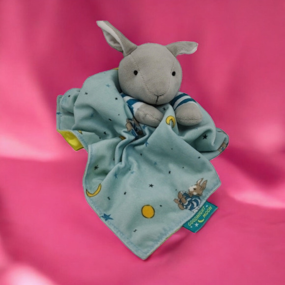 Goodnight Moon Lovey Plushie Security Blanket + 10" Bunny Rabbit Toy Striped PJs - Picture 3 of 12